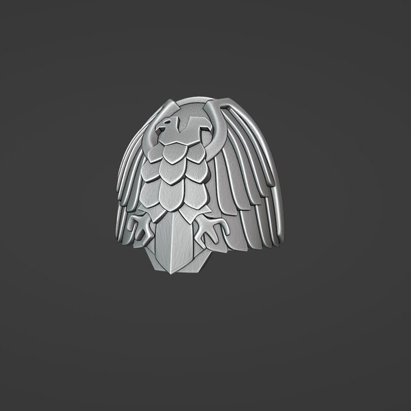 Space Knights - EAGLE SHOULDER PAD - Custom Bits - SciFi Miniature Tabletop - Wargaming