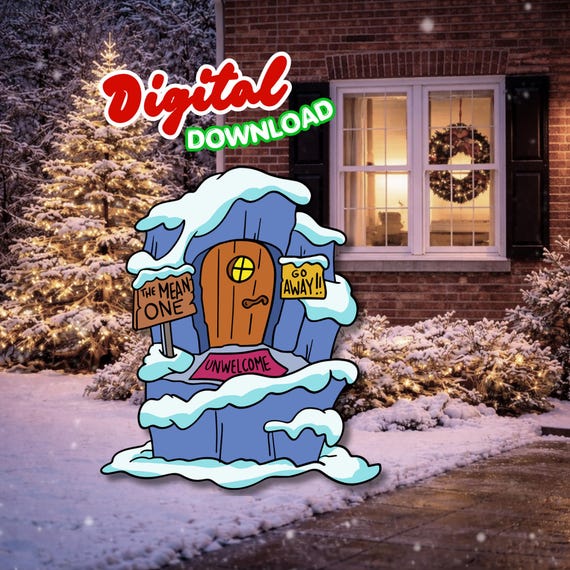 Grnch Lair Christmas Cutout Pattern: Outdoor Christmas Display, Lair SVG file, You're a Mean One Yard Display, DIY Outdoor Christmas