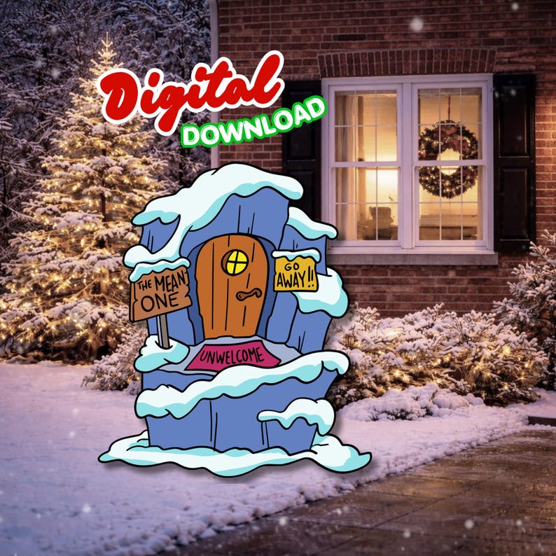 Grnch Lair Christmas Cutout Pattern: Outdoor Christmas Display, Lair SVG file, You're a Mean One Yard Display, DIY Outdoor Christmas image 1