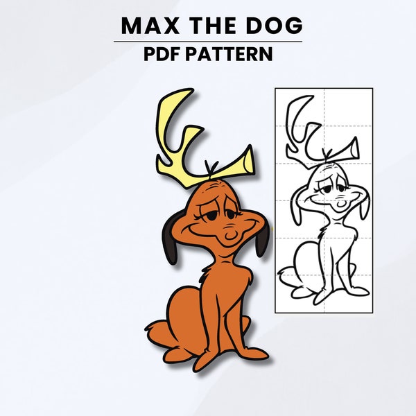 Max The Dog | Wood Cutout Template | Outdoor Christmas Display | Printable Cutout | PDF Character Pattern | Lifesize Stencil Whoville