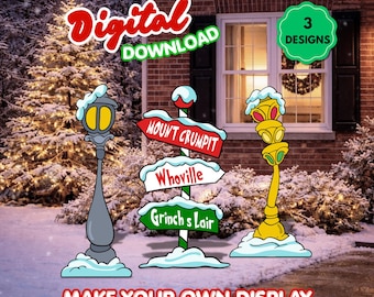 Grnch Christmas Yard Display Woodworking Patterns, Welcome Sign, Stopligh, Grnch, Christmas Yard Sign, Outdoor Christmas Decor