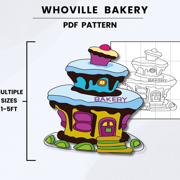 Whoville Bakery Pattern | Grnch Bakery Template | Yard Art | Christmas Display, Woodworking Pattern, Yard Sign, Trace Cut Pattern