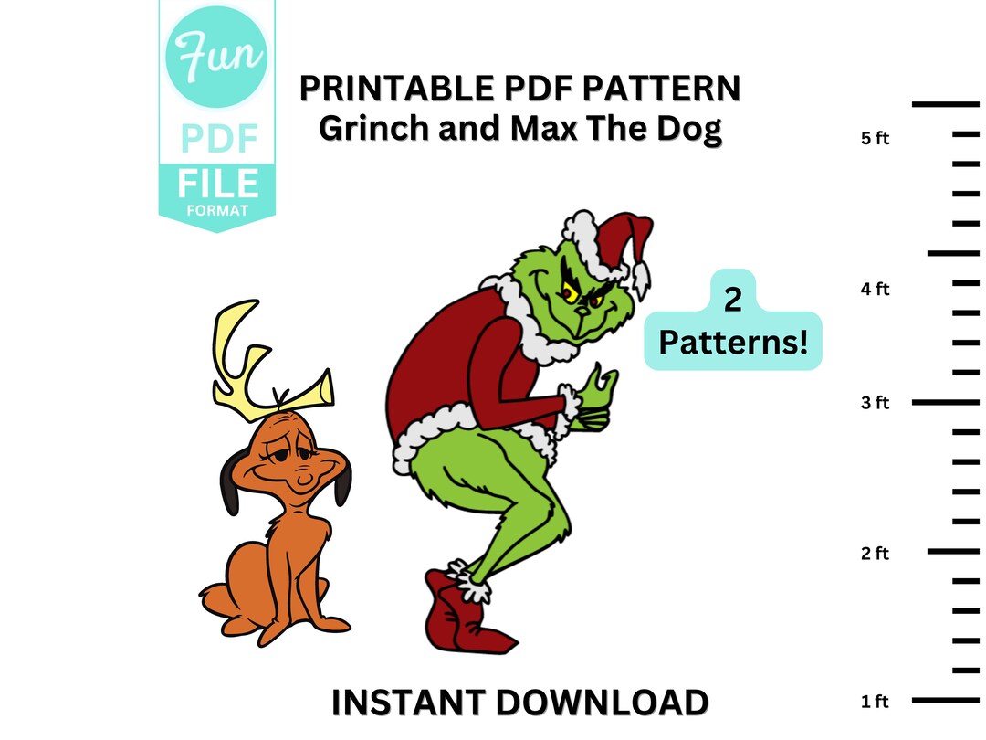Grinch and Max the Dog Patterns Wood Cutout Template Outdoor Christmas ...