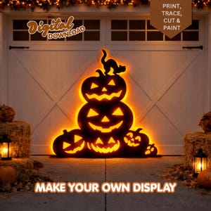 Halloween Silhouette, Pumpkin Decorations, Pumpkin Stack 4ft, Halloween Cutout Pattern, Life Size Yard Sign, Halloween Yard Decorations