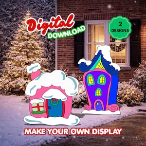 Christmas Cutout Whimsical House Woodworking Pattern| Christmas Yard Art Cut Out| Outdoor Christmas Decorations (PDF Download) Grnch