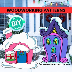 Whimsical House Woodworking Pattern: Outdoor Christmas Display (PDF Download)