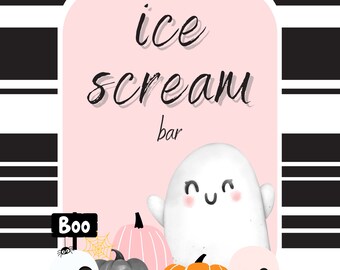 Festive Halloween Ice Cream Bar Sign