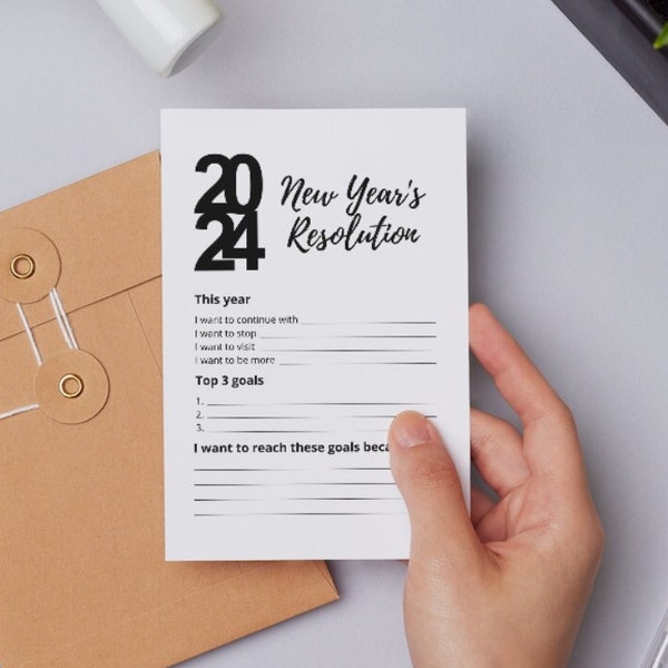 2024 Resolutions Printable (A5 Size) - Reach Your Goals in 2024 New Years Goals