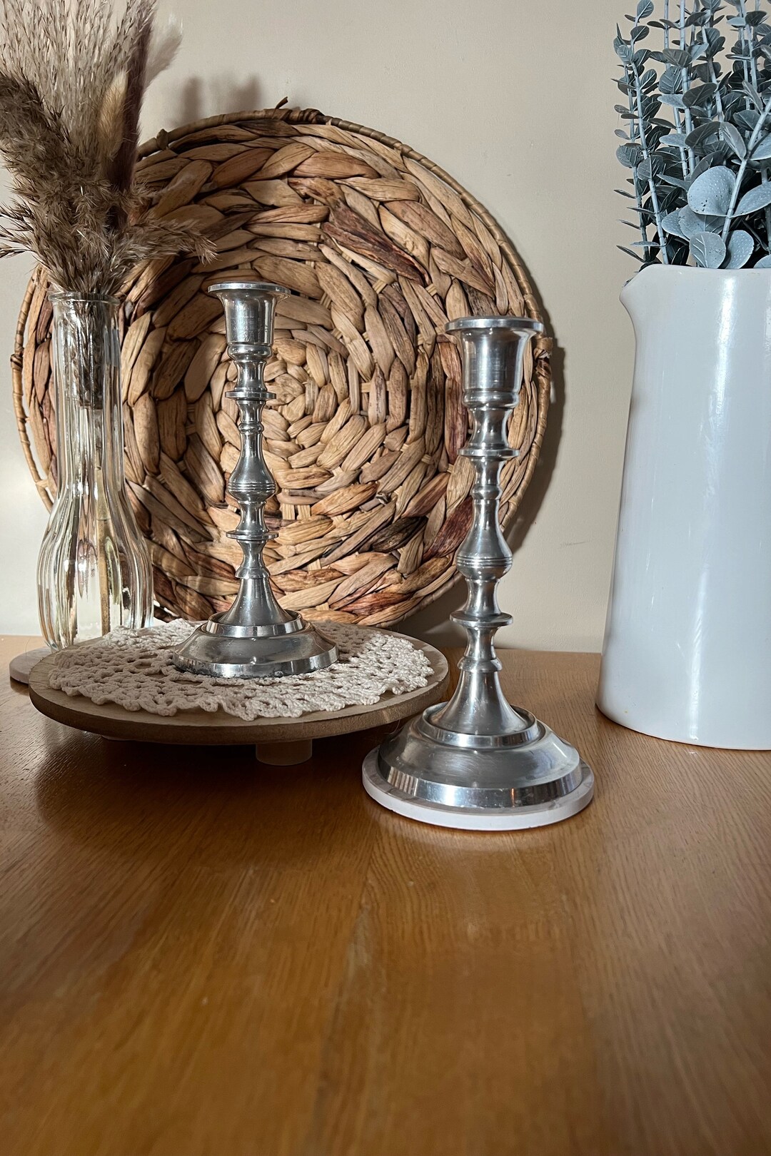 Vintage Silver Metal Candle Holder for Tapered Candles. Set of 2 Etsy