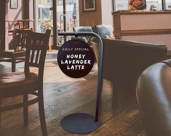 Magnetic Chalkboard Sidewalk Sign: Round Metal Business Sign
