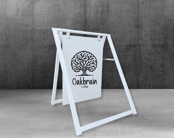 Custom Metal A-Frame Sidewalk Sign: Double-Sided Printed Logo, Cafe Business