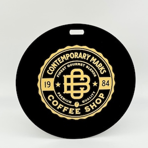Coffee Shop Wall Sign, front door sign, sign for shop, personalized logo sign, custom metal sign, store front sign, business hanging sign