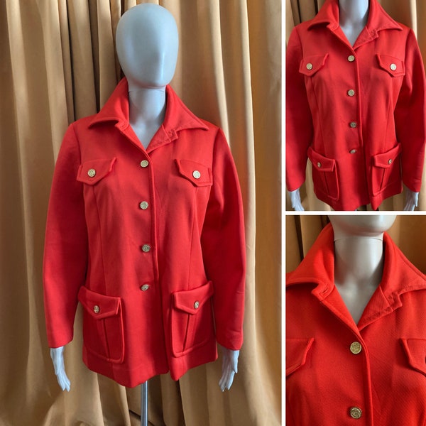 Red Polyester Leisure Suit Jacket