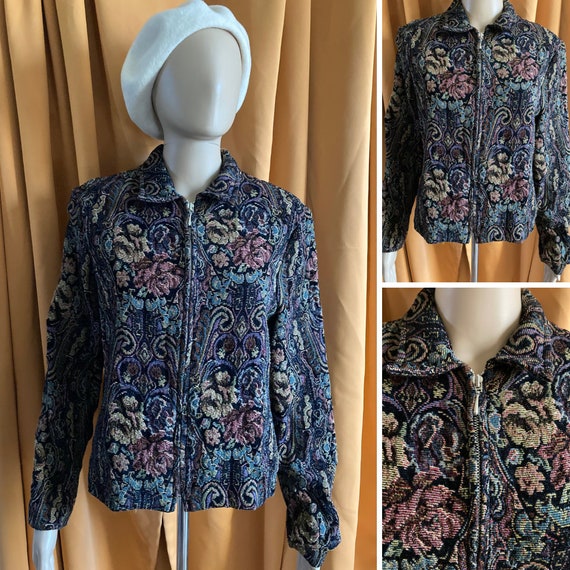 VTG First Option Too Floral Tapestry Zip Ip Jacket