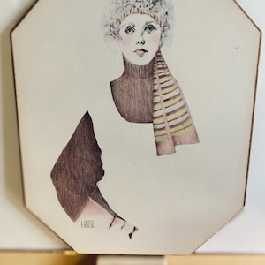 Restored Vintage 1970s A. Gruerio Retro Art Wood Prints