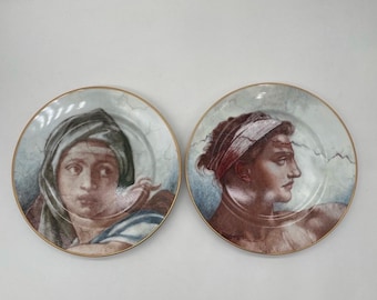 Vintage Fitz and Floyd Michelangelo I and Michelangelo II Salad Plates