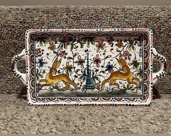 RARE Vintage Ceramic Tray - Hand Painted in Portugal - Signed 1995 AI.C