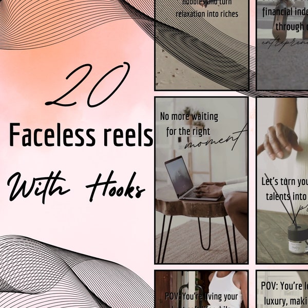 20 Melanin Faceless Instagram Reels With Hooks, done for you PLR videos for digital marketing, Canva template, social media marketing