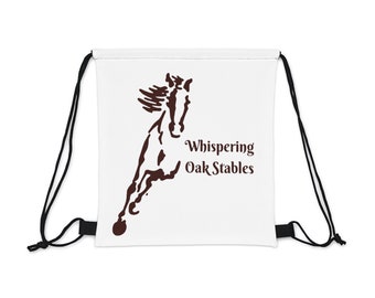 Whispering Oak Stable White and Maroon Drawstring Bag