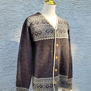 Suéteres vintage de los años 70, 80 y 90, 100 % lana pura, estilo nórdico, elegante suéter de abuela noruega, punto grueso, cárdigan para mujer, estilo único, talla M