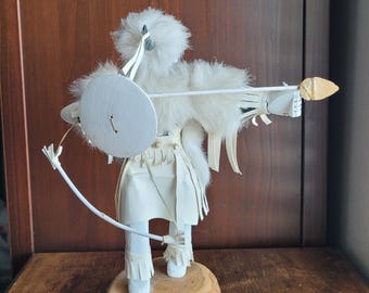 Vintage Buffalo Warrior Kachina Doll , 12.5″ Signed Virginia Begay