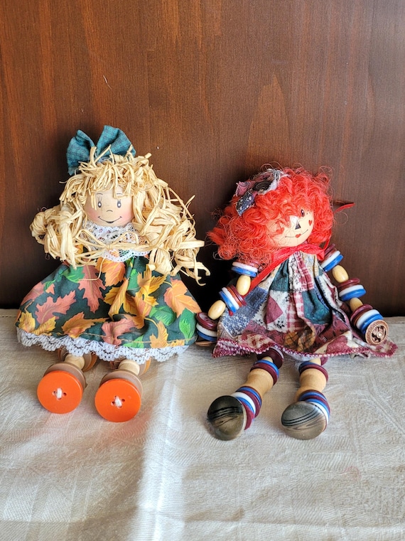 Vintage Wooden Spool Dolls: Handmade Folk Art Shelf Sitters - Etsy