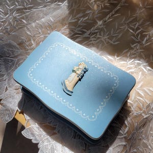 Vintage Wooden Jewelry Box with Inlaid Design | 7.2&quot; x 4.8&quot; x 2.6&quot; | Handcrafted Trinket Storage Box | Mid-Century Keepsake Organizer