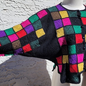 ¡De ensueño! Suéteres vintage de los años 70, 80 y 90, 100 % lana, cárdigan de punto elegante y colorido hecho a mano, suéter de abuela, cárdigan para mujer