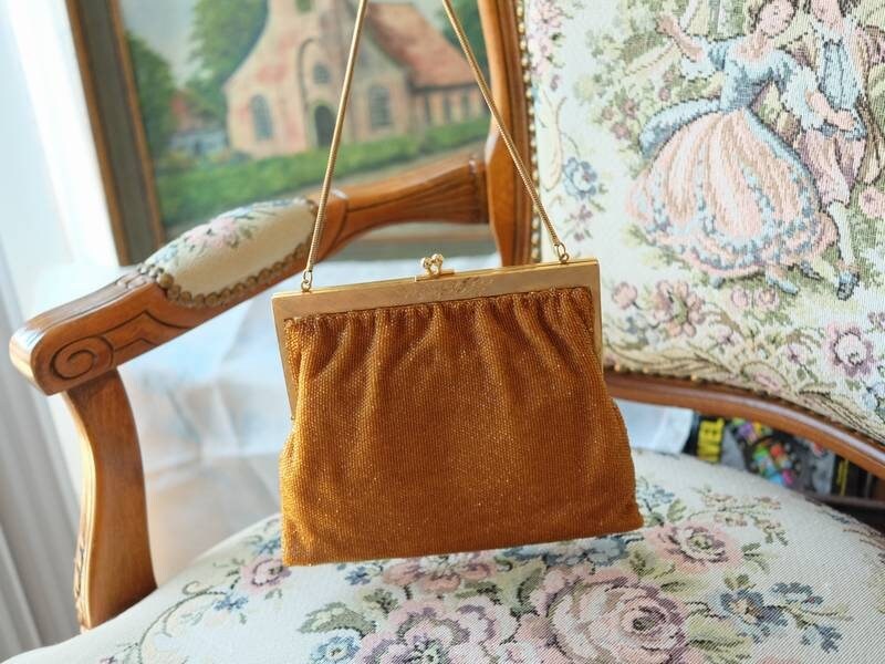 Antique/vintage France 1940s Hand Beaded Gold Seed Bead Female