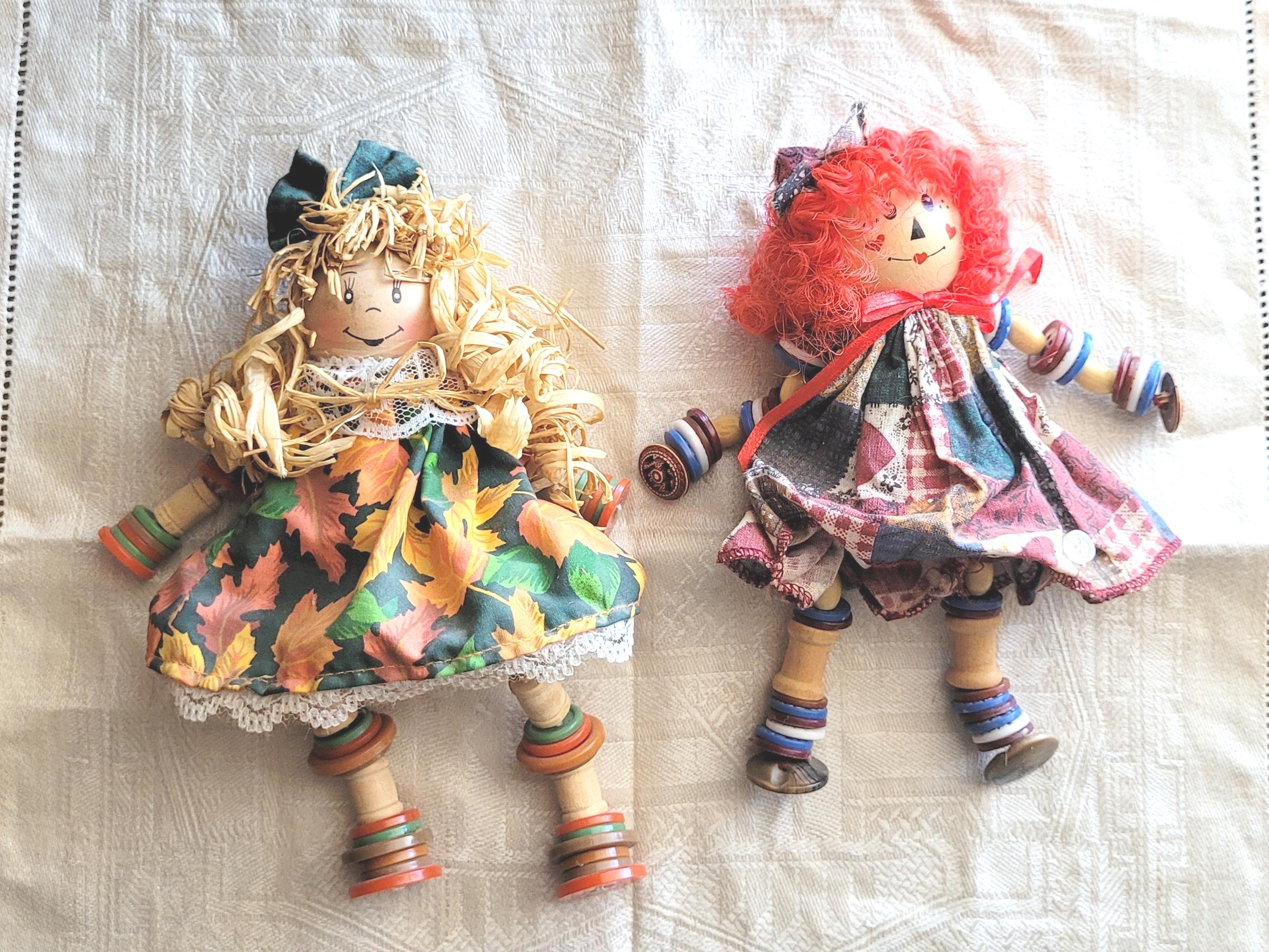 Vintage Wooden Spool Dolls: Handmade Folk Art Shelf Sitters - Etsy