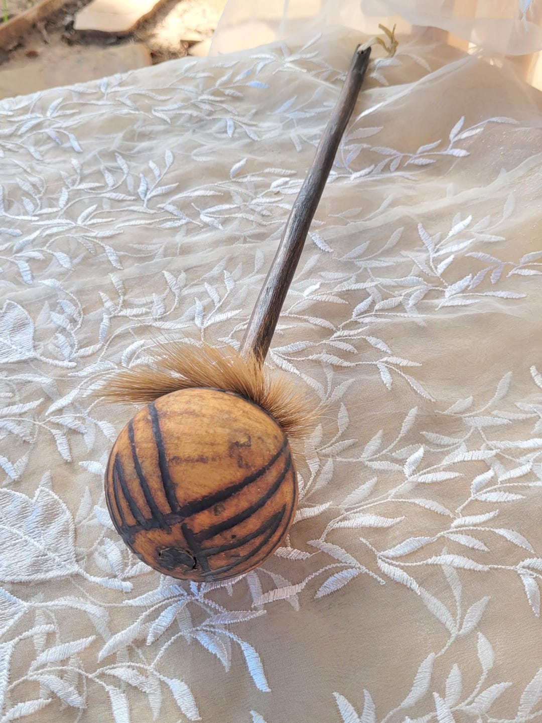 Vintage Zulu Gourd Rattle 15.5in African Tribal Percussion Instrument ...