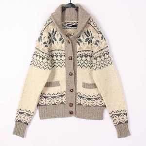 Cárdigan nórdico vintage de los años 70 de 80 % lana, suéter de punto grueso Fair Isle, chaqueta de invierno de estilo escandinavo Lodgecore, estilo bohemio rústico acogedor, talla XS