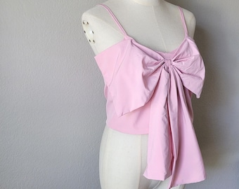 Y2K Pink Corset Cami Top: Vintage Sleeveless Crop Blouse, XS