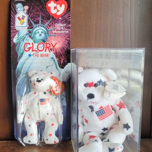 Vintage Ty Glory Beanie Babies Set: 1997 Regular & McDonald’s Mini - Patriotic Plush