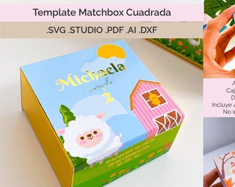 Matchbox Template | Square Slider Box Cut File, Favor Box Template, Digital Template, Silhouette Cut File, SVG