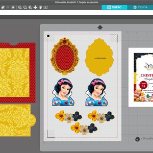 Invito a scorrimento, modello di invito a scorrimento, file di taglio Silhouette Studio, festa della principessa, modello di invito della principessa immagine 2