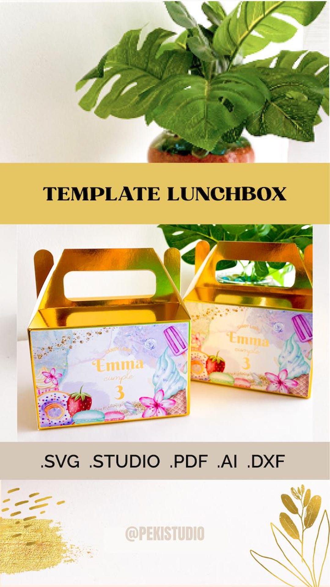 Lunchbox Template | Lunchbox Cut File, Favor Box Template, Silhouette ...
