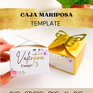 Caja de mariposa SVG - Plantilla de caja de regalo de mariposa-No Glue Box - Party Favor Box Studio- Caja nupcial - Caja de recuerdo de boda