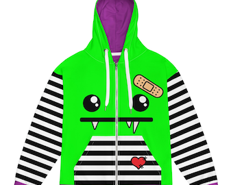So So Mad Green Monster Unisex Zip Hoodie