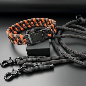 Dog collar Paracord buckle with name engraving + rope leash adjustable for medium-large dogs individual name engraving or beads