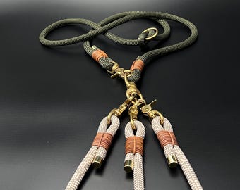 Axelkoppling Dubbelt Trippelkoppel Hundkoppel Handsfree-koppel för 1-3 hundar 8 mm/10 mm repkoppel Äkta läder Flerhundskoppel Personligt anpassat för ägare