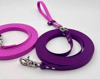 Długa smycz + uchwyt do noszenia, taśma powlekana Biothane HEXA o grubości 16 mm, pętla na rękę, personalizacja imieniem, 3 m, 5 m, 10 m - 30 m