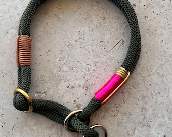 Gepersonaliseerde verstelbare martingalehalsband, retrieverhalsband, sliphalsband voor kleine/grote honden, touwhalsband 8/10 mm, roze