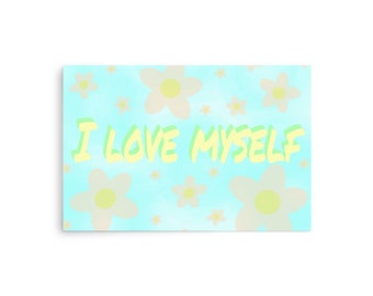 I love myself (Horizontal) poster, Inspirational colored background flowers to love self