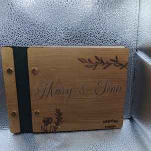 Libro de visitas de boda de madera: grabado con láser personalizado, perfecto para fotos y mensajes sinceros, fotomatón, álbum de fotos
