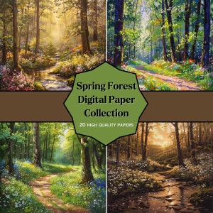 Spring Forest Digital Papers.  12x12, 300 DPI, Instant Download, JPGs, Textures, Backgrounds, Greeting Cards, Journals and more.