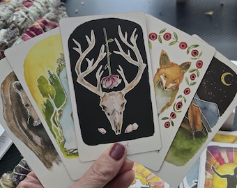 Roots And Wings Oracle Deck, Indie Oracle Deck, Beginner Friendly, Animal Spirit Oracle, 63 Self Reflection Oracle Cards~Deck With Guidebook