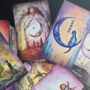 Irdische Seelen & Geister Mond Orakel Deck, Witchy Mondmagie Karten, Halloween Geschenk, Spirituelle Heilung Karten, Lunar Wisdom Karten, Intuition