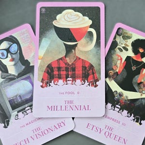 Tarô Millennial, Baralho de Tarô Estético, 78 Cartas de Tarô Divertidas, Presente para Amantes de Tarô, Orientação Espiritual, Tarô Moderno, Baralho com Guia
