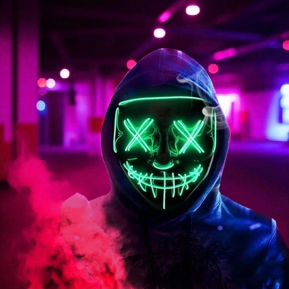 LED Neon Halloween Mask | Light up Scary Glow Mask for Costume